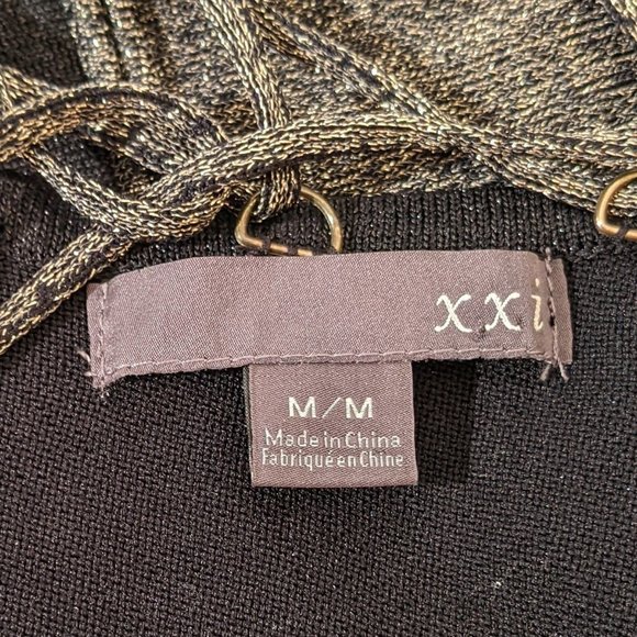 Forever 21 Striped Black Little Golden Sparkly Dress with laces. Medium Size.XXI - Picture 11 of 13